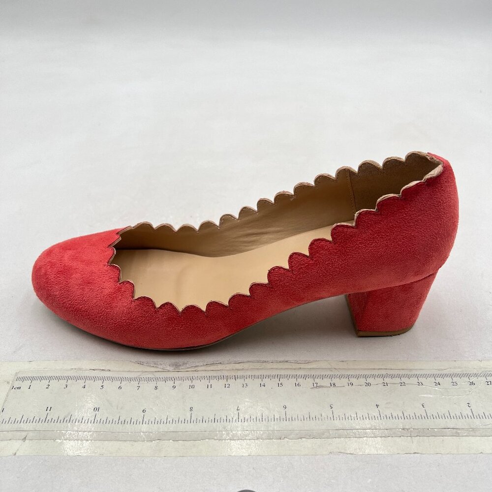 FSJ Pink Suede Low Heels Dress Pumps Elegant Closed Toe Slip On Comfort Shoes